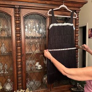 Black Fringe Dress with Silver Accents